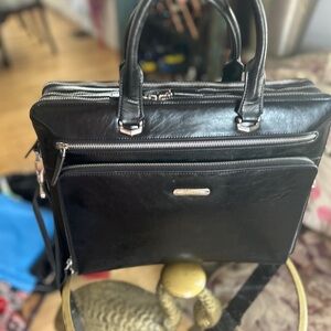 Elegant Black Leather Briefcase for Men & Women by Bostanen - 50% off retail